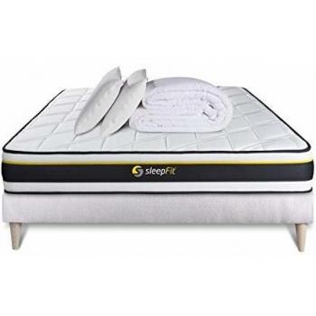 Sommier et matelas Soft 140x190 avec oreillers mémoire de forme et couette percale