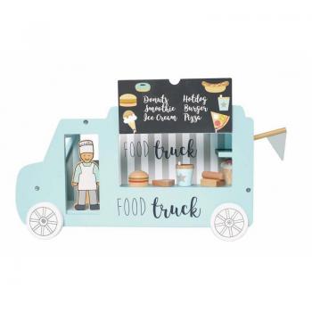 Buntes Holzspielzeug: Food Truck mit Fast Food