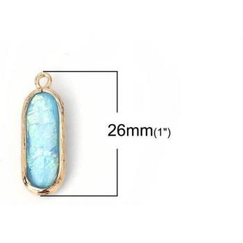DoreenBeads Koper & Hars Ovalen Hanger Aurora Borealis Licht Gouden 26mm x 9mm, 5 Stuks