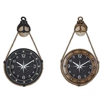 Clock Wall DKD Home Decor 43×8×71 cm Cristallo Nero Dorato