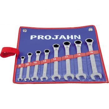 Ratschenschlüssel-Set Projahn GearTech, 8-teilig, metrisch 8-19 mm, ohne Umschaltknopf, 72 Zahn, in Rolltasche