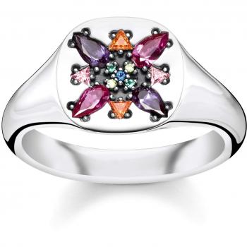 THOMAS SABO Damen­Ring „Farbenfroh“ in geschwärztem Sterlingsilber – TR2230‑318‑7