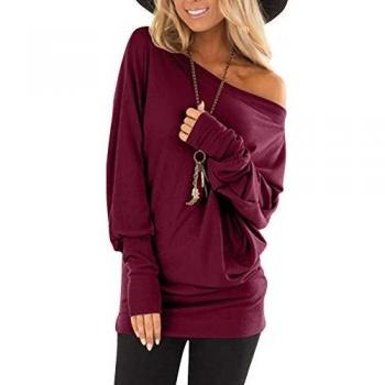 Flying rabbit Damen Bluse Langarm Casual Shirt einfarbig