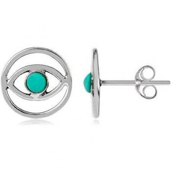 Pendientes de plata 925 con diseño Ojos Turco y turquesa