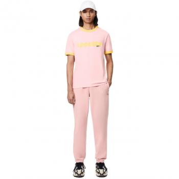 Camiseta de Hombre Lacoste Rosa con Detalle a Contraste XL