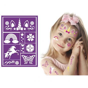 Plantilla de Maquillaje Infantil Unicornio Lila 14x20 cm