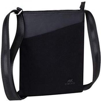 Rivacase Cross‑Body‑Koffer für Tablets bis 8 Zoll – elegante schwarze Schultertasche mit Kunstleder