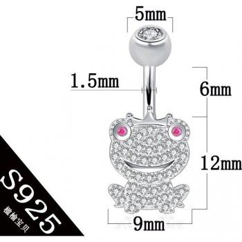925 Silver Frog Belly Button Ring with Non-Allergic Properties