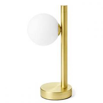 Lámpara de mesa Pomi, 1 luz, dorado/blanco, altura 28 cm