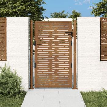 Portail de jardin 105x155 cm en acier corten design carré