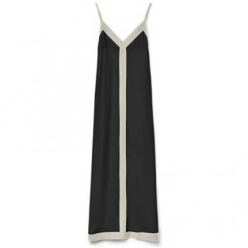 Abito Vero Moda VMDenise, modello lungo, colore nero/bianco in tessuto lana