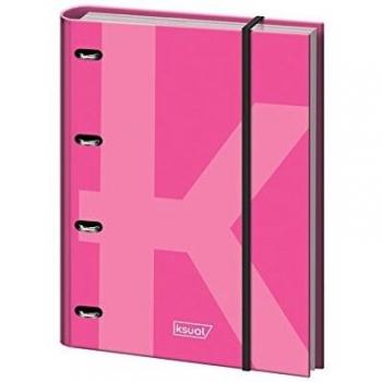 Carpeta Ksual A4 con recambio de gomas color rosa