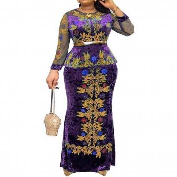 Vestido Elegante de Terciopelo y Malla Negra para Mujer