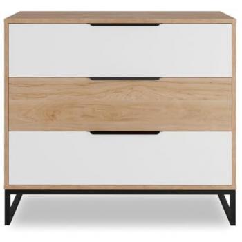 Kommode LUZZI-132, 3 Schubkästen, Eiche-weiß