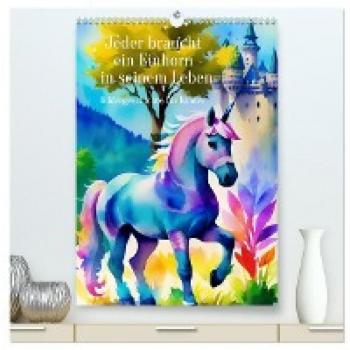 Premium Einhorn Wandkalender 2024 DIN A2 hoch