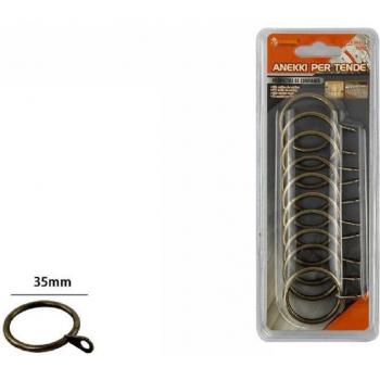 Set 10 Anelli Tenda Metallo Bronzo 35 Mm