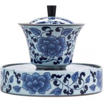 Set de tasses à thé Sancai antique bleu et blanc