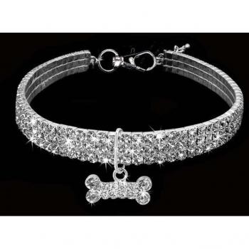 3 Rows of Rhinestone Pet Collar