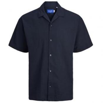 Jack & Jones Kurzarm Freizeithemd Seersucker Marine Größe L