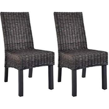 Sillas de comedor de ratán Kubu y madera de mango marrón (2 unidades)