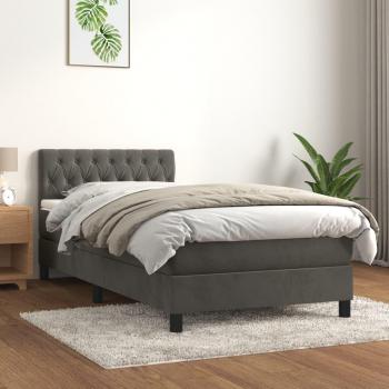 VidaXL Samt Boxspringbett 100x200 cm Dunkelgrau inklusive Matratze