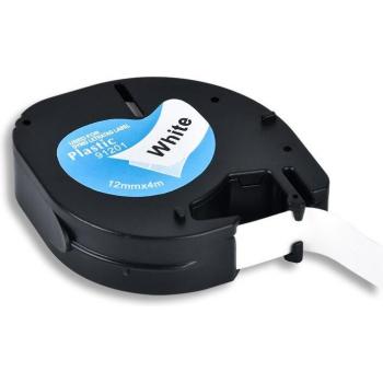 Yance ruban plastique 12mm x 4m noir sur blanc pour Dymo Letratag