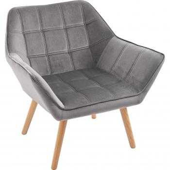 HOMCOM Samt Ohrensessel, Einzelsessel, skandinavisches Design, Grau, 64 x 62 x 72,5 cm