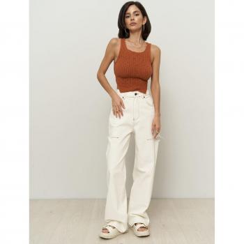 MAİ COLLECTİON Ecru Palm Jeans mit Zerrissenen Details für Damen