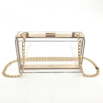 Sac transparent avec chaîne en or/argent pour femmes