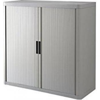 Rollladenschrank easyOffice, 1100 x 1040 x 415 mm, 2 Fachböden, ohne Werkzeug aufzubauen, lichtgrau