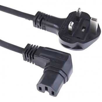 UK Electrical Cable 2m – UK Plug to Right‑Angled C15 (Hot) Socket