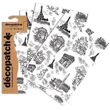 Décopatch 3 Feuilles Monuments Noir/Blanc 30x40 cm