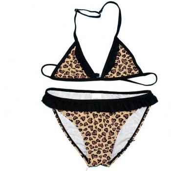 Bikini para Niña con Estampado de Leopardo, Conjunto de 2 Piezas