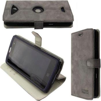 Crosscase Grisé – Étui portefeuille en cuir authentique pour le Core‑X3, espace cartes