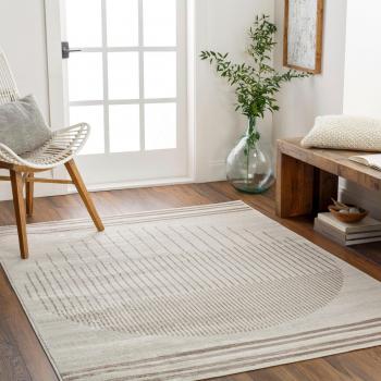 Tapis Scandinave Moderne NAIROBI 200x275 cm en Brun/Ivoire, Poil Court, Design Boho-Chic