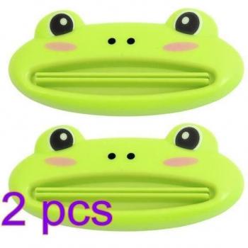 Deux unités vert grenouille pour presser le tube de dentifrice