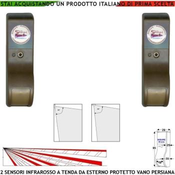 Sensori Intruso Dual PIR 2 Infrarossi Marroni a Tenda Esterno – Portata 8 m, 60° Vertic.,