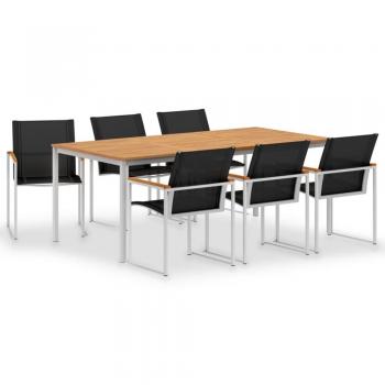 Set da Pranzo 7 pz in Legno di Teak e Acciaio