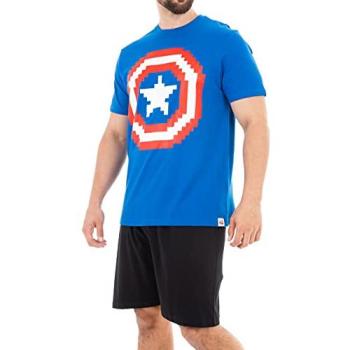 Marvel Avengers Captain America Blue Cotton Short Pajamas for Men – Size 2XL