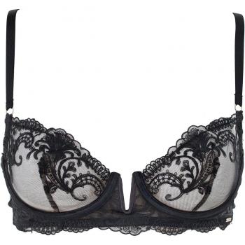Embroidered Black Sheer Bra