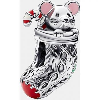 Pandora Silver Mouse with Stocking Charm