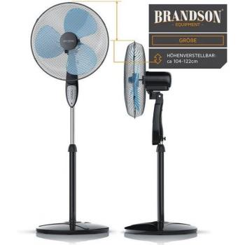 Brandson BreezePro 42 cm – 50 W, 3‑Stufen, höhenverstellbarer Standfuß, neigbar bis 30°