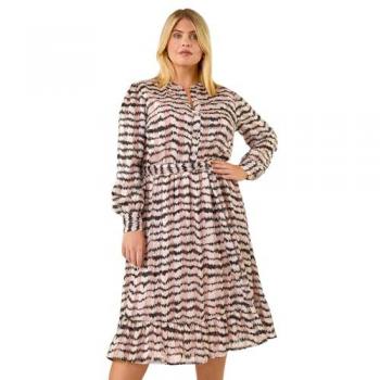 Curve Polka Dot Midi Dress, Black – Roman 30-32