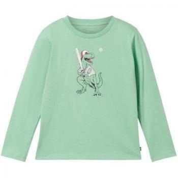 Tom Tailor Langarmshirt für Jungen, Regular Fit, 116, Hellgrün, Motiv‑Print