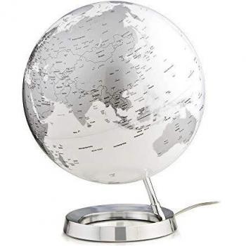 Globe Politique Lumineux en Métal Chromé