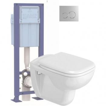 WC suspendu DURAVIT D-code avec abattant et bati support SIAMP