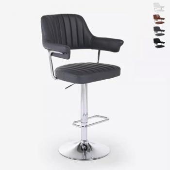Tabouret de bar réglable Tampa en simili cuir gris