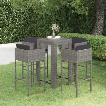 Colección Torana: Muebles de patio de 5 piezas con cojines de ratán sintético gris