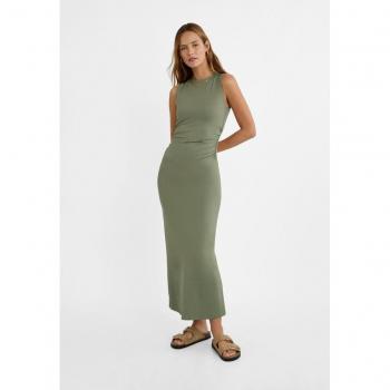 Stradivarius XS Khaki Backless Maxi Dress