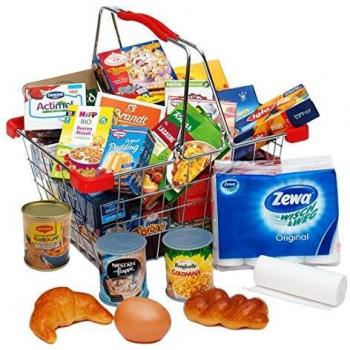 Panier de Courses Métal Small Foot 9559 avec Accessoires Inclus pour Boutique Marchande, à partir de 3 Ans, Couleur Noire